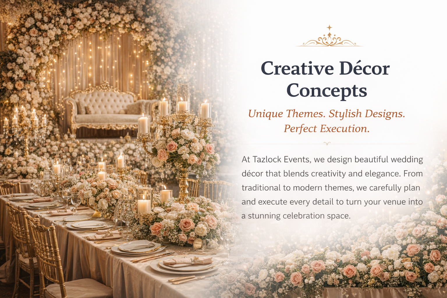 Stylish wedding décor design with unique themes by Tazlock Events